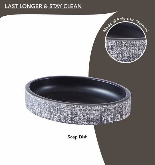 Alvina Polyresin Bath Set Charcoal Grey