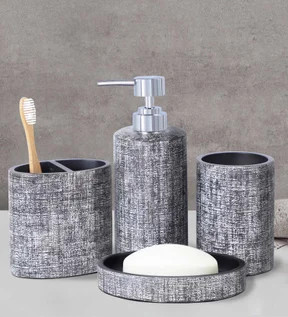 Alvina Polyresin Bath Set Charcoal Grey