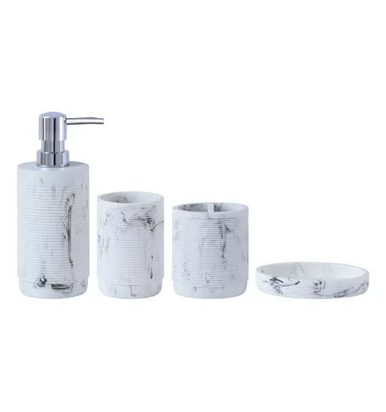 Alvina Polyresin Bath Set Marble White