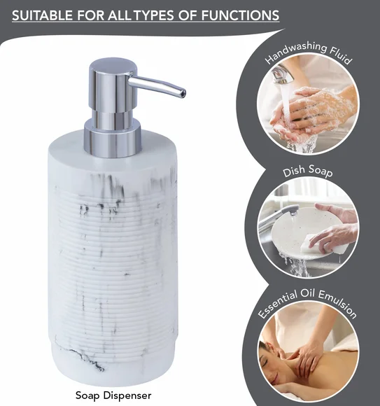 Alvina Polyresin Bath Set Marble White