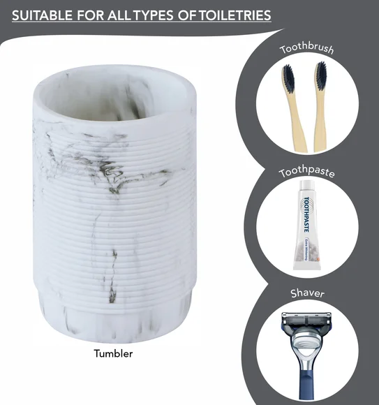 Alvina Polyresin Bath Set Marble White