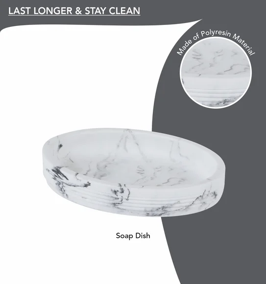 Alvina Polyresin Bath Set Marble White