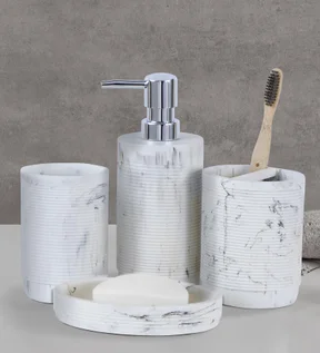 Alvina Polyresin Bath Set Marble White