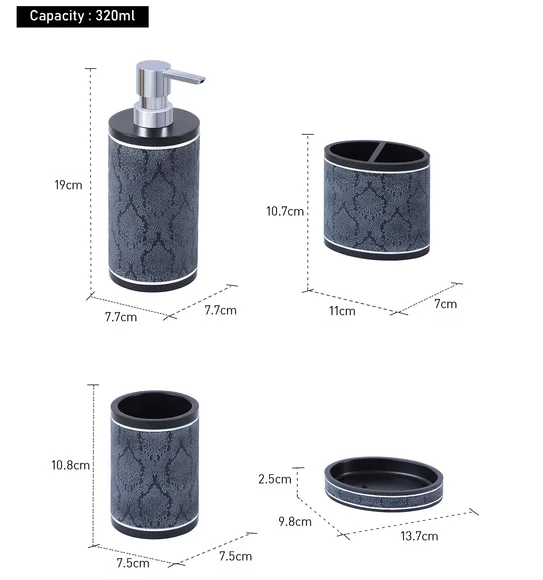 Alvina Polyresin Bath Set D Grey