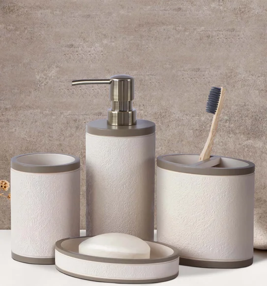 Alvina Polyresin Bath Set M.Beige