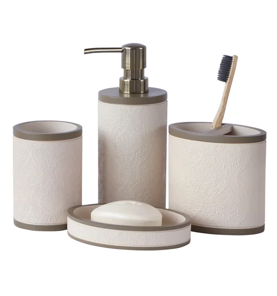 Alvina Polyresin Bath Set M.Beige
