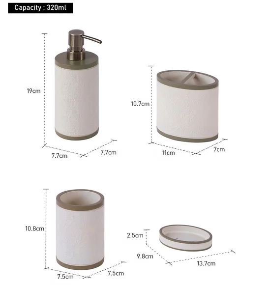 Alvina Polyresin Bath Set M.Beige