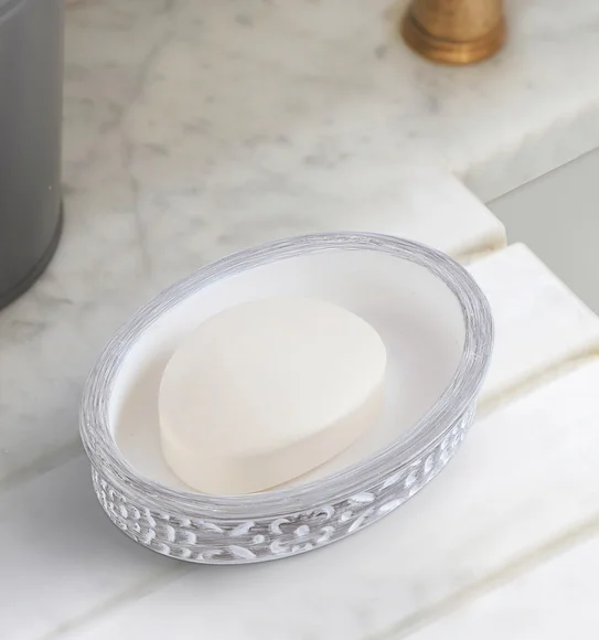 Alvina Soap Dish Polyresin Soap Dish Dark Grey and White