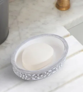 Alvina Soap Dish Polyresin Soap Dish Dark Grey and White