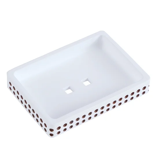 Alvina Soap Dish Polyresin Soap Dish Beige and Brown