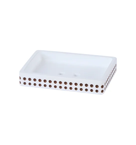 Alvina Soap Dish Polyresin Soap Dish Beige and Brown
