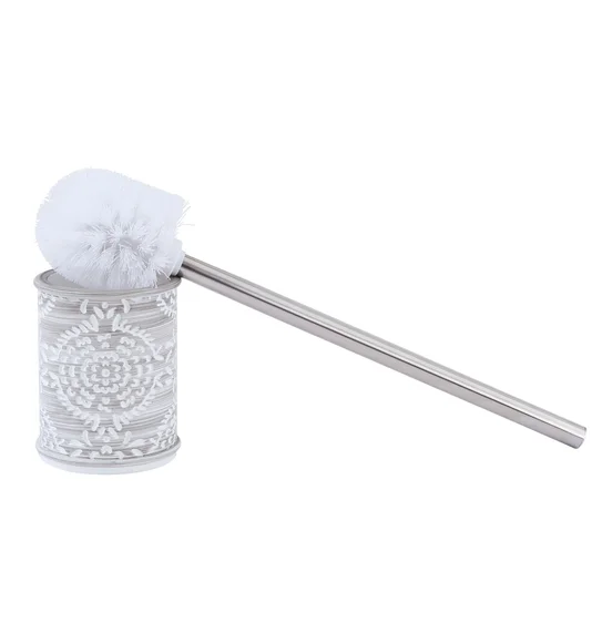 Alvina Polyresin Toiletbrush Holder Dark Grey and White