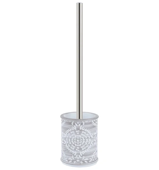 Alvina Polyresin Toiletbrush Holder Dark Grey and White