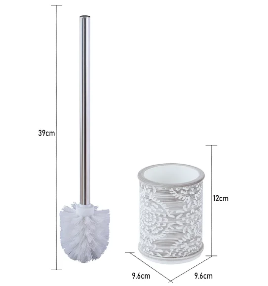 Alvina Polyresin Toiletbrush Holder Dark Grey and White