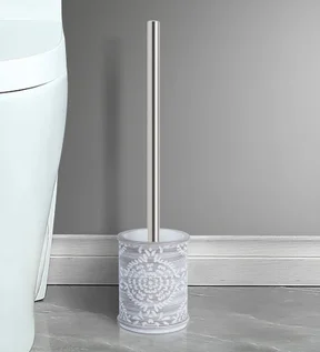 Alvina Polyresin Toiletbrush Holder Dark Grey and White
