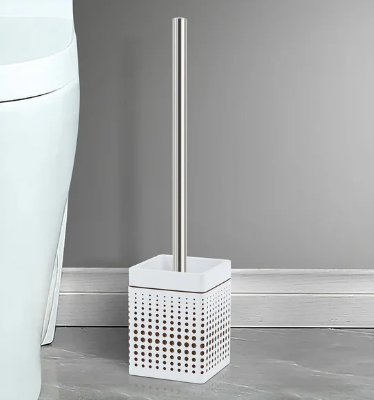 Alvina Polyresin Toiletbrush Holder Beige and Brown