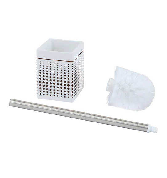 Alvina Polyresin Toiletbrush Holder Beige and Brown