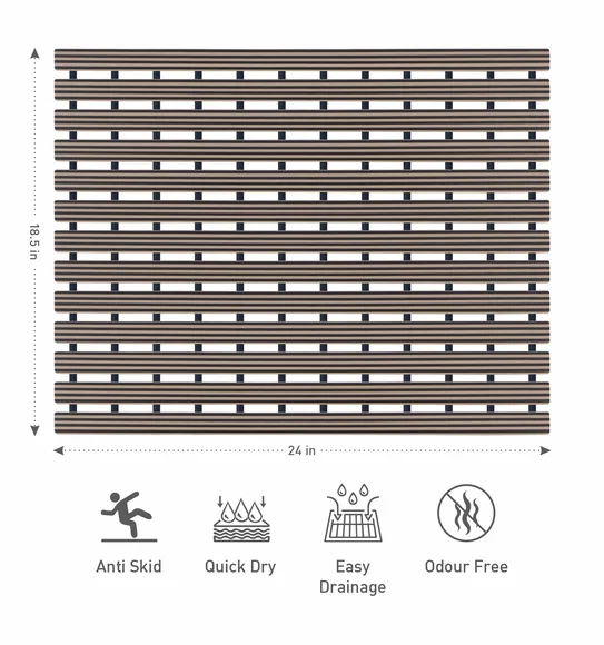 Fredy PVC Shower Mat Brown
