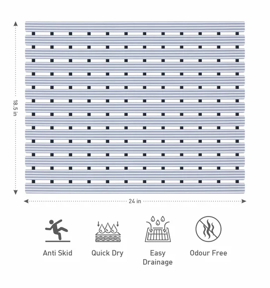 Fredy PVC Shower Mat Light Grey