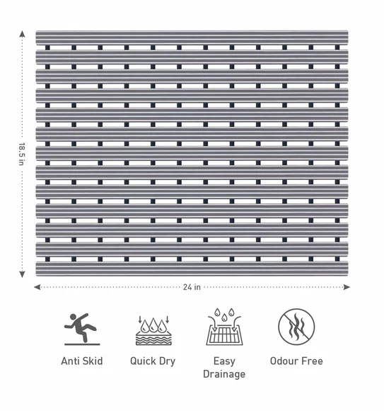 Fredy PVC Shower Mat Grey