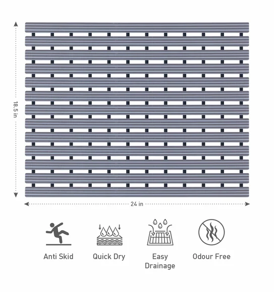 Fredy PVC Shower Mat Charcoal
