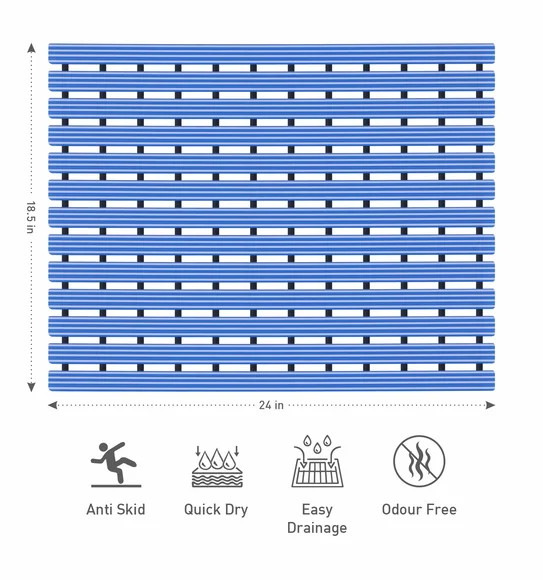 Fredy PVC Shower Mat Blue