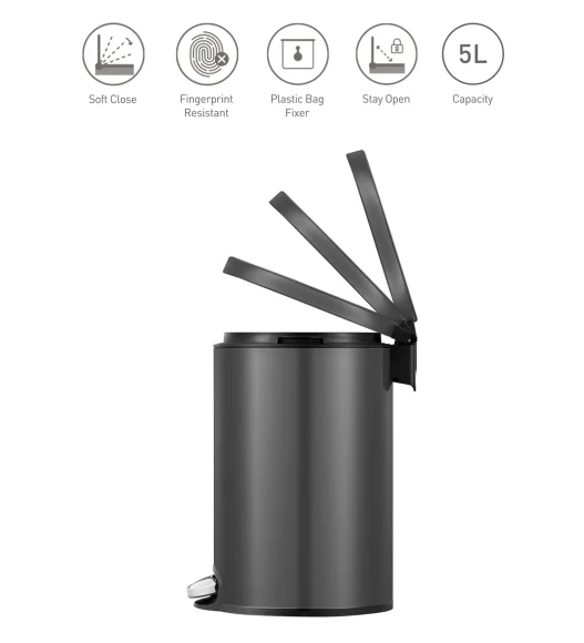 EKO 9115 Artistic Soft Close Fingerprint Resistant Step Bin Black Steel