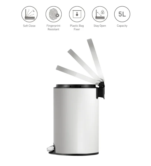 EKO 9115 Artistic Soft Close Fingerprint Resistant Step Bin White