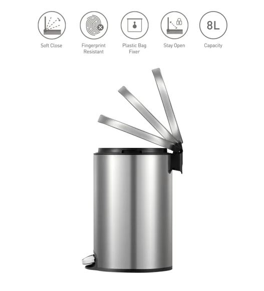 EKO 9115 Artistic Soft Close Fingerprint Resistant Step Bin Metallic