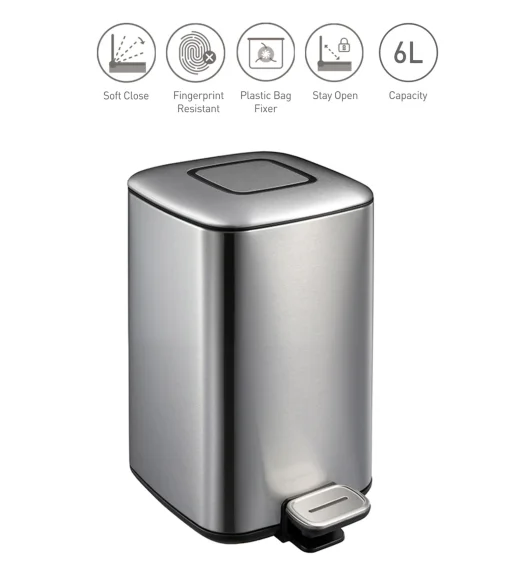 EKO 9388 Regent Fingerprint Resistant Step Bin Metallic