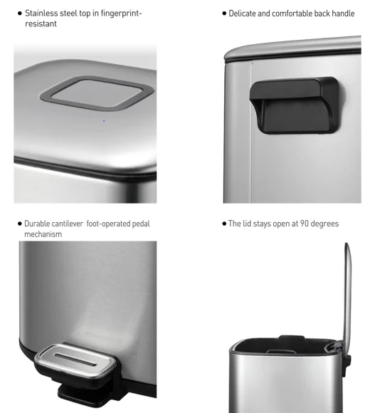 EKO 9388 Regent Fingerprint Resistant Step Bin Metallic