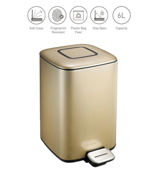 EKO 9388 Regent Fingerprint Resistant Step Bin Champagne Gold