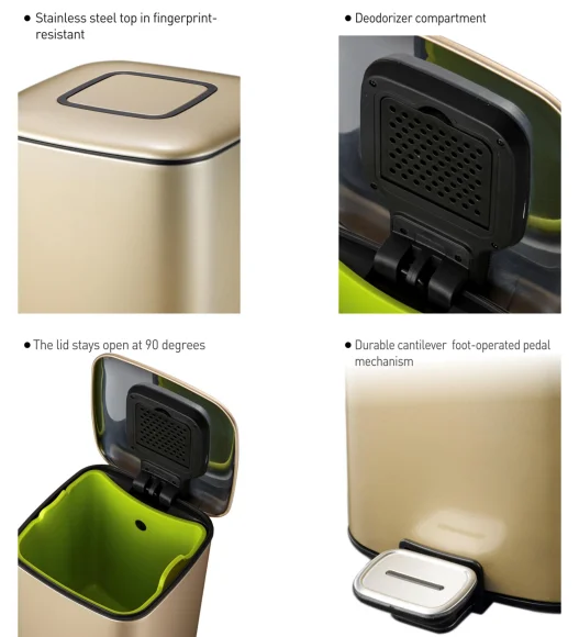 EKO 9388 Regent Fingerprint Resistant Step Bin Champagne Gold
