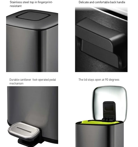 EKO 9388 Regent Fingerprint Resistant Step Bin Black Steel