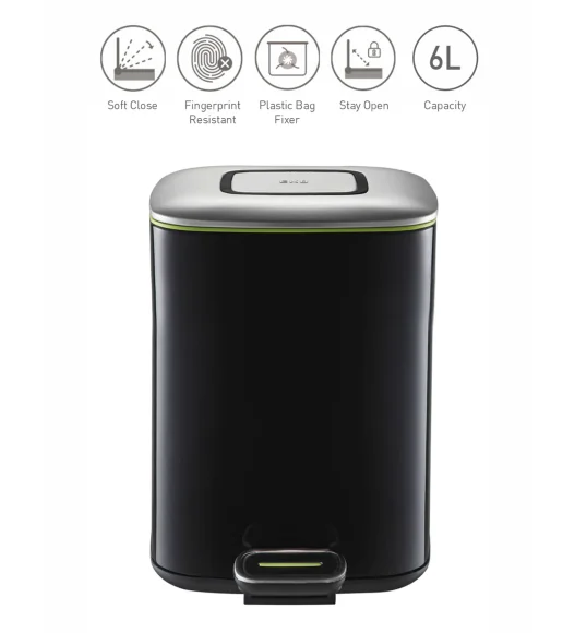 EKO 9388 Regent Fingerprint Resistant Step Bin Black