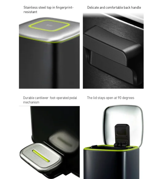 EKO 9388 Regent Fingerprint Resistant Step Bin Black