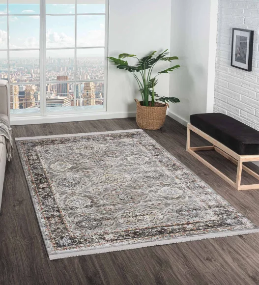 Grey Classical Viscose Carpet,200x290 cm