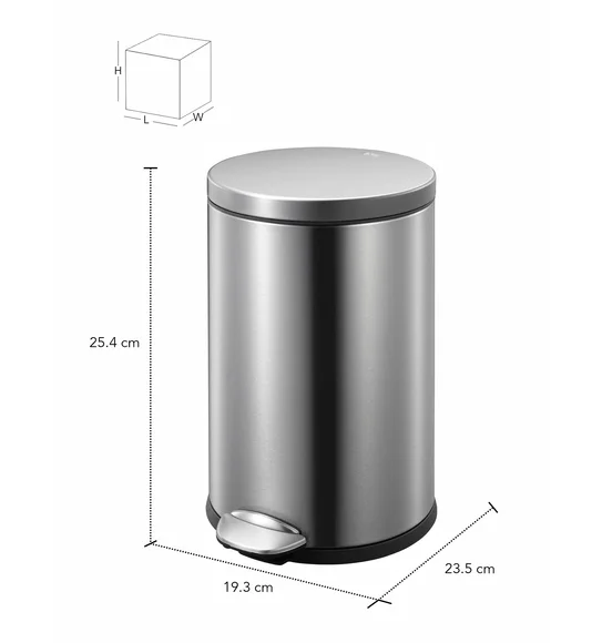 Eko 9219 Luna Stainless Steel Fingerprint Resistant Step Bin Metallic