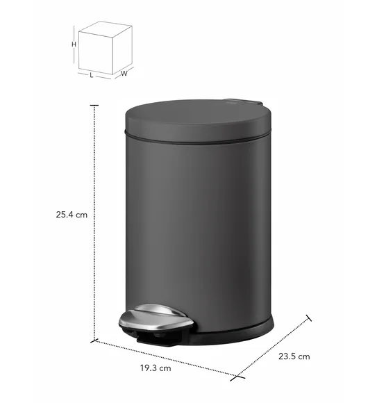 Eko 9219 Luna Stainless Steel Fingerprint Resistant Step Bin Titanium Grey