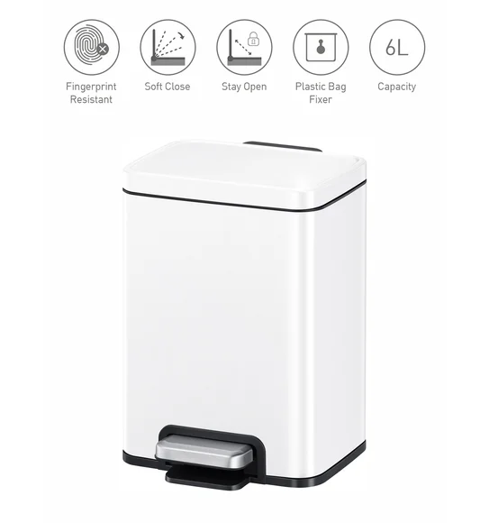 Eko 9361 Madison Stainless Steel Fingerprint Resistant Step Bin Matte White