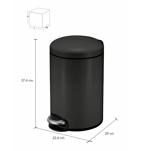 Eko 9213 Maggey Stainless Steel Fingerprint Resistant Step Bin Black