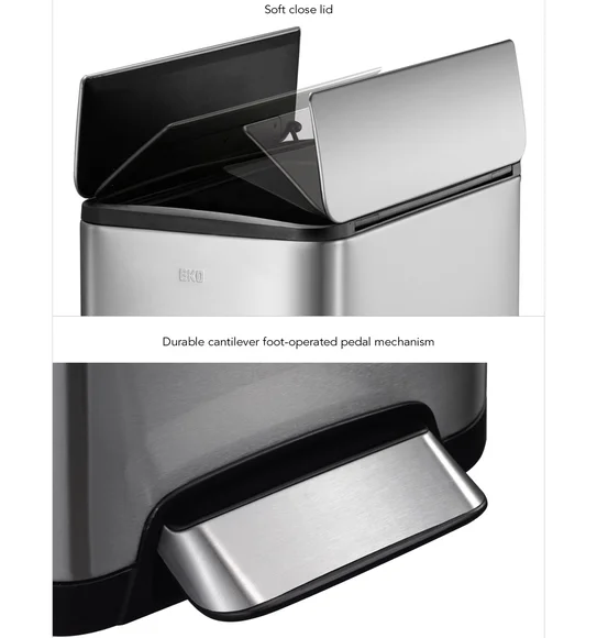 Eko 9377 Eco Fly Soft Close Fingerprint Resistant Step Bin Metallic