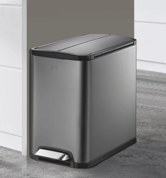 Eko 9377 Eco Fly Soft Close Fingerprint Resistant Step Bin Black Steel