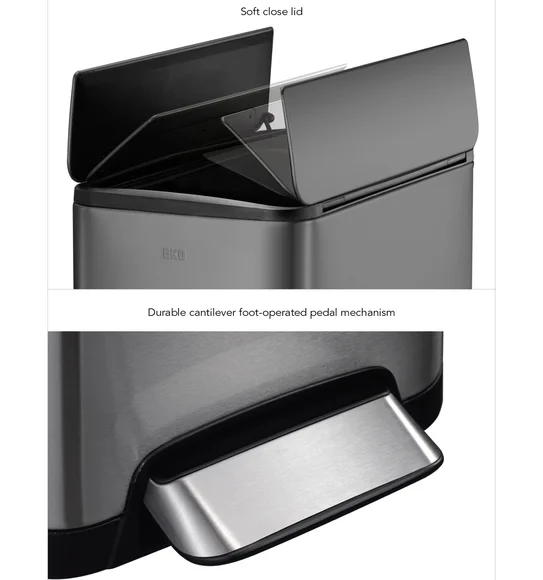 Eko 9377 Eco Fly Soft Close Fingerprint Resistant Step Bin Black Steel