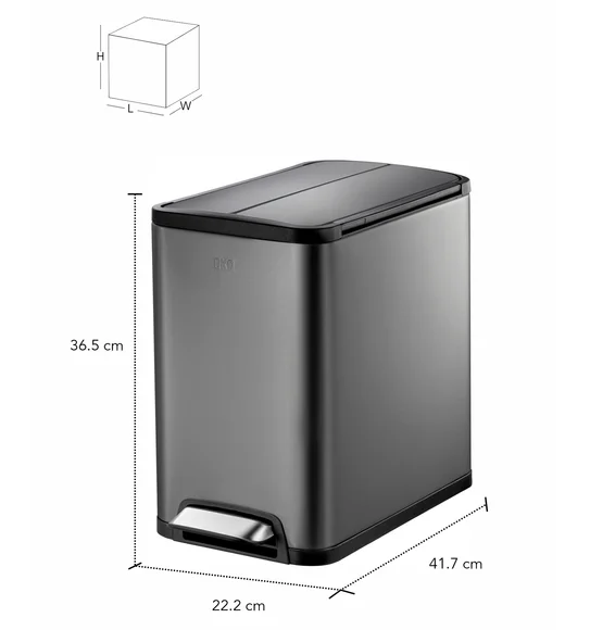 Eko 9377 Eco Fly Soft Close Fingerprint Resistant Step Bin Black Steel