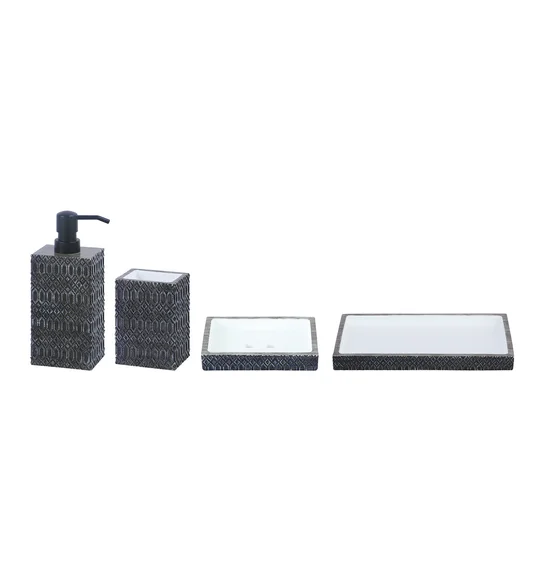 Vibe 4Pcs Bathroom Set Polyresin Bath Set Charcoal