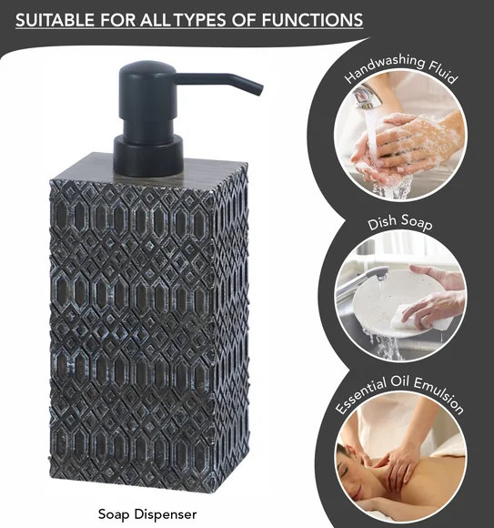 Vibe 4Pcs Bathroom Set Polyresin Bath Set Charcoal