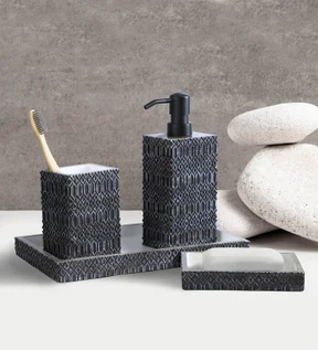 Vibe 4Pcs Bathroom Set Polyresin Bath Set Charcoal