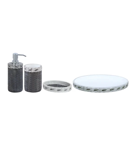 Vibe 4Pcs Bathroom Set Polyresin Bath Set Dark Grey