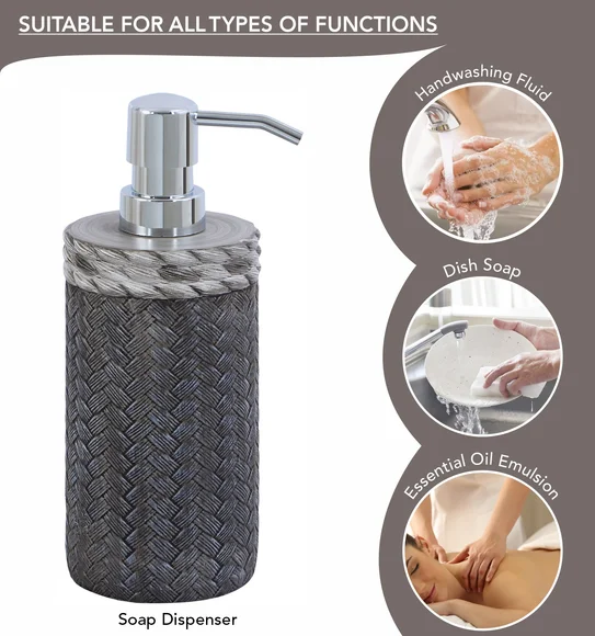 Vibe 4Pcs Bathroom Set Polyresin Bath Set Dark Grey